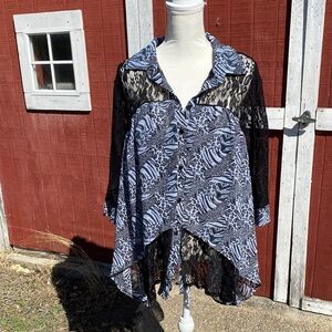 4/$20 animal print button up blouse